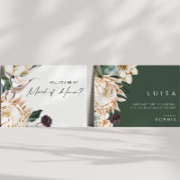 White Floral Maid Of Honour Proposal Card