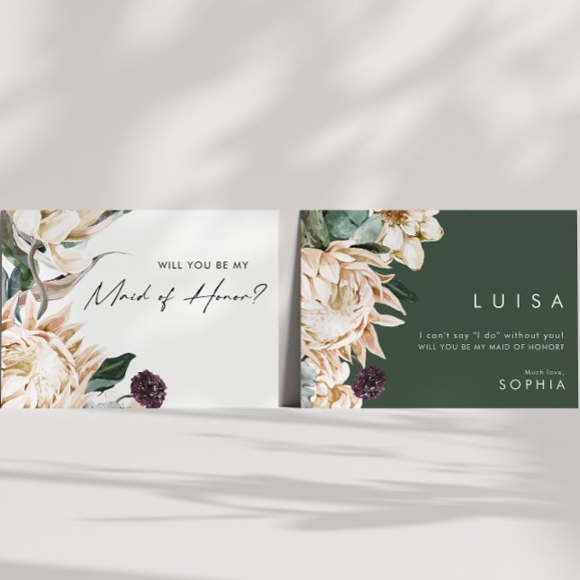 White Floral Maid Of Honour Proposal Card (Creator Uploaded)