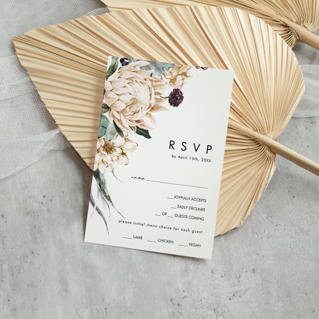White Floral Menu Choice RSVP Card (Creator Uploaded)