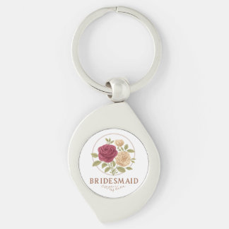 White Floral Metallic Keychain - Bridesmaid