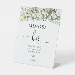 White Floral Mimosa Bar Sign