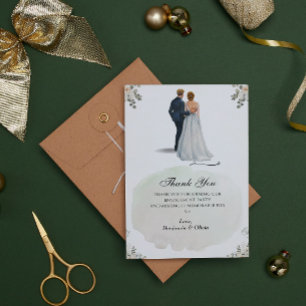 White Floral Minimalist Surprise Engagement Thank Invitation