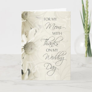 White Floral Mum  Wedding Day Thank You Card