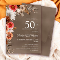 White Floral Neutral Fall Flowers 50th Birthday