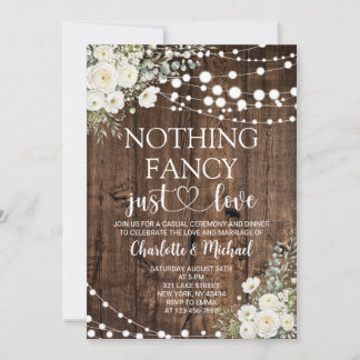 White Floral Nothing Fancy Just Love Wedding Invitation