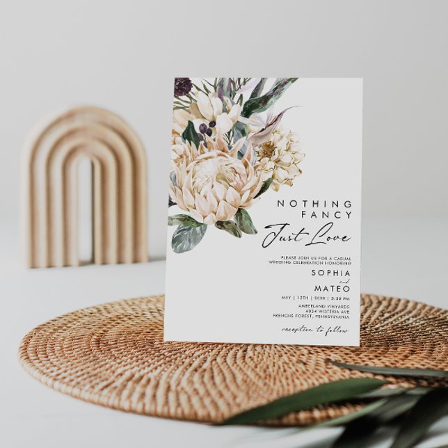 White Floral Nothing Fancy Just Love Wedding Invitation (Creator Uploaded)