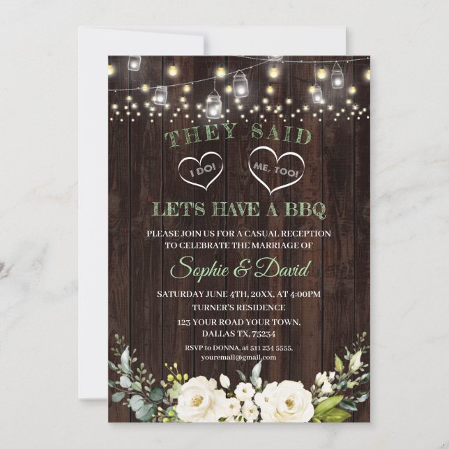 White Floral Old Barn After I DO Wedding BBQ Invitation (Front)