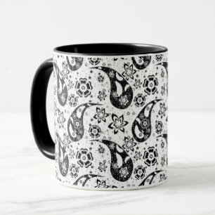 White Floral Paisley Pattern Design Mug
