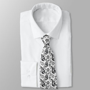 White Floral Paisley Pattern Design  Tie