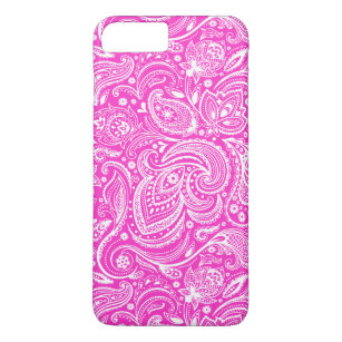White floral paisley pattern on hot pink Case-Mate iPhone case