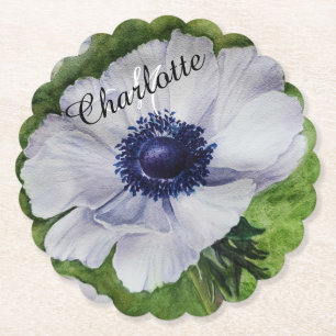 White Floral Paper Coaster