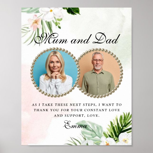 White Floral Parents of the Bride Gift Poster (Front)