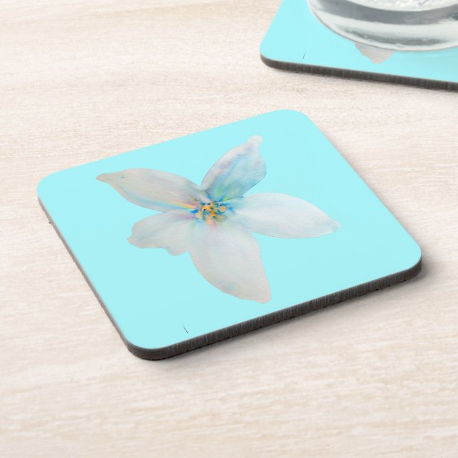 White floral pastel flower watercolor coaster (Left Side)