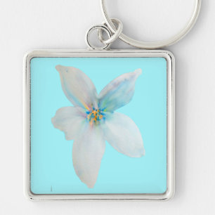 White floral pastel flower watercolor key ring