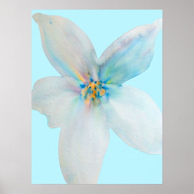White floral pastel flower watercolor poster (Front)