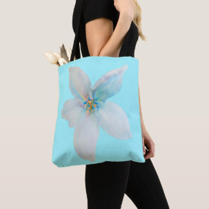 White floral pastel flower watercolor tote bag