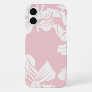 White Floral Pattern Background iPhone 16 Plus Case