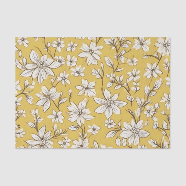 White Floral Pattern Elegant Tissue Paper (Front)