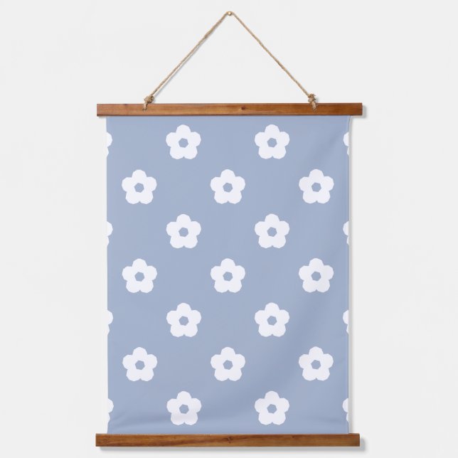 White Floral Pattern Hanging Tapestry (Front)