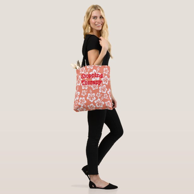 White Floral Pattern Tote Bag (On Model)