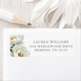 White Floral Peonies Personalized 