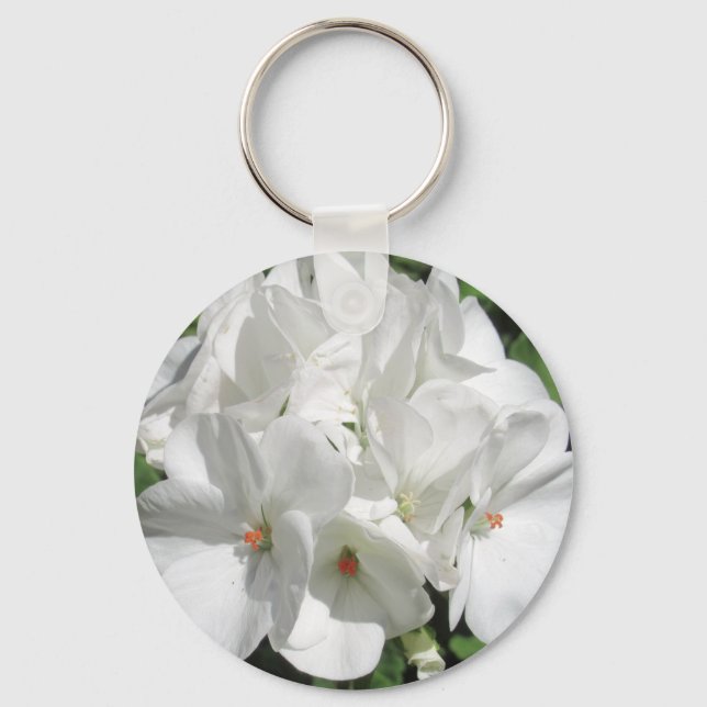  White Floral Photography Key Ring (Front)