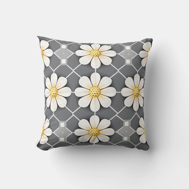 white floral pillow with yellow centre (Front)