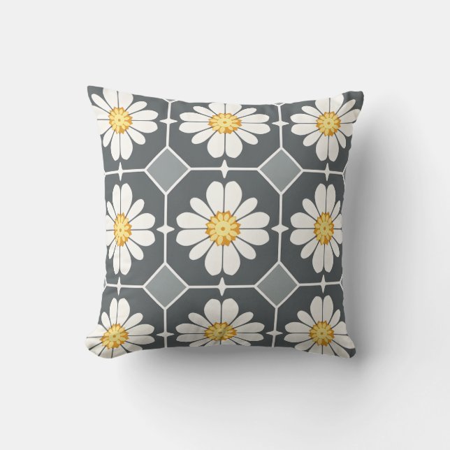 white floral pillow with yellow centre (Front)