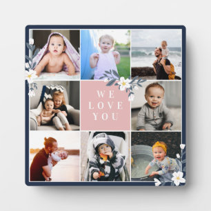 White Floral Pink Navy 8 Photos We Love Mum Plaque