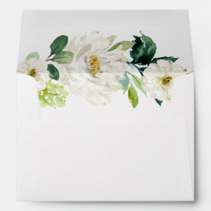 White Floral Pre-Printed Address 5x7 Envelope