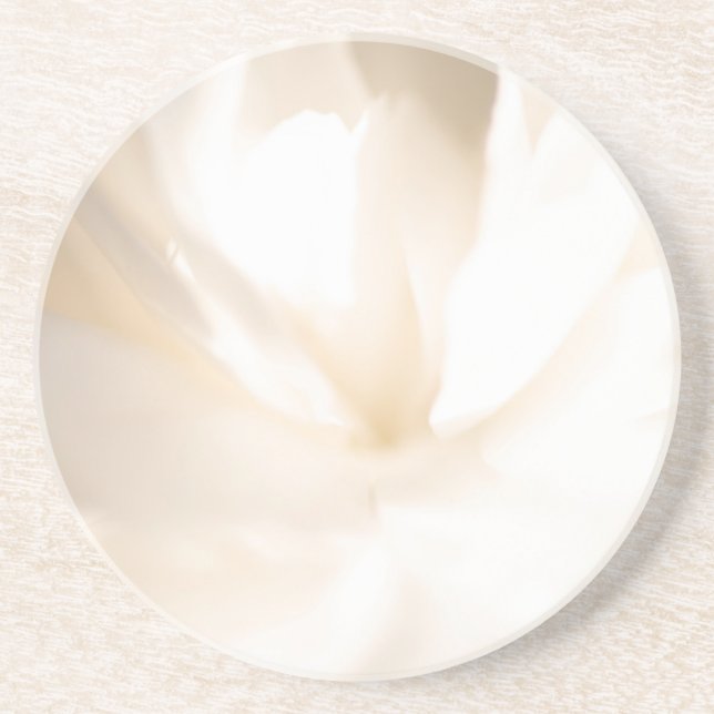 White Floral Print Sandstone Coaster (Front)