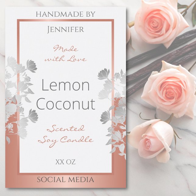 White Floral Product Packaging Labels Rose Gold (Creator Uploaded)