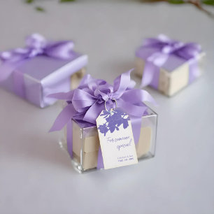  white Floral purple Design Personalised Text Gift Tags