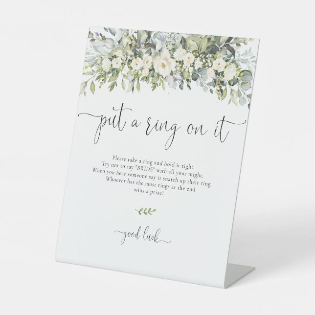 White Floral Put A Ring On It Sign (Front)