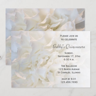 White Floral Quinceanera Invitation