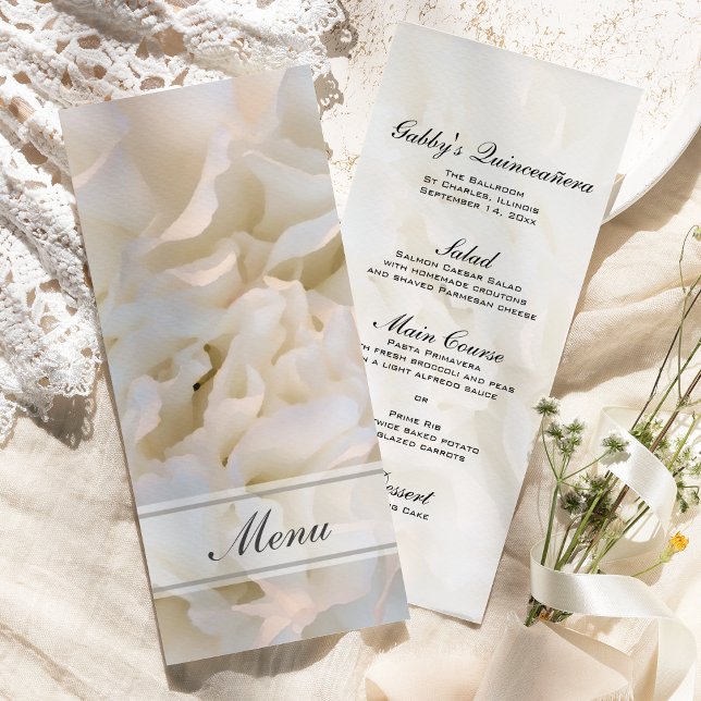 White Floral Quinceañera Menu (Creator Uploaded)