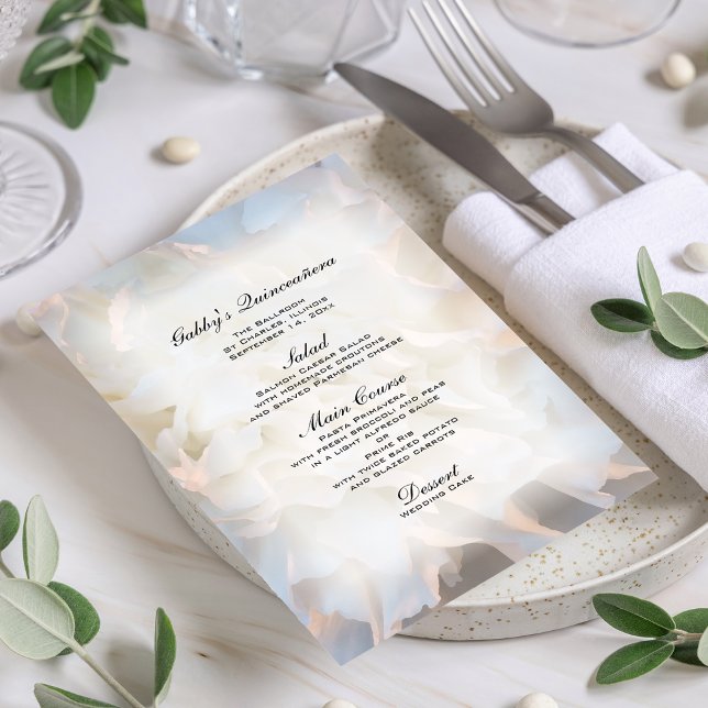 White Floral Quinceañera Menu (Creator Uploaded)