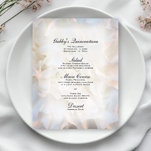 White Floral Quinceañera Menu