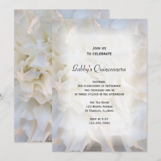 White Floral Quinceañera Party Invitation