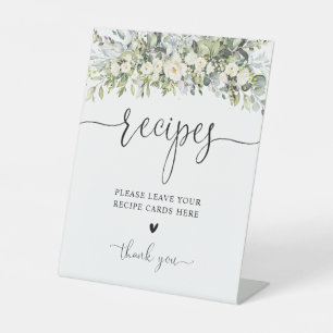 White Floral Recipe Card Sign