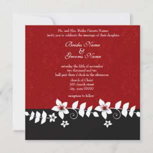White floral red Wedding Invitation  card
