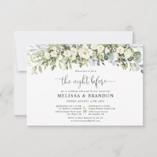 White Floral Rehearsal Dinner Invitation
