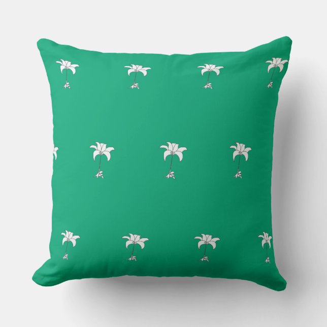 White Floral Repeat  Green      Cushion (Front)