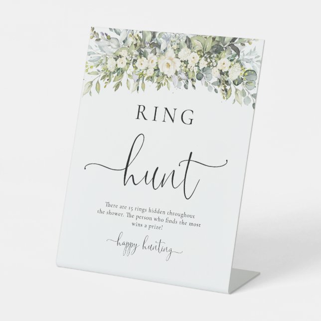 White Floral Ring Hunt Sign (Front)