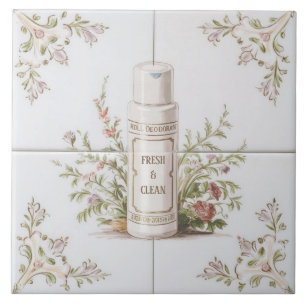 White Floral Roll on Deodorant Funny Bathroom Tile