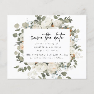 White Floral Save the Date 