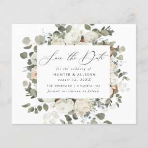 White Floral Save the Date