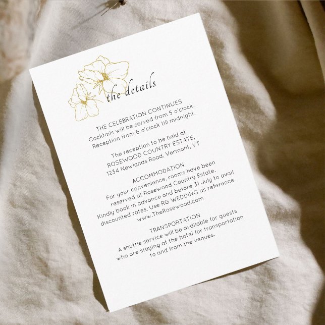 White | Floral Script Wedding Details  Enclosure Card (Creator Uploaded)