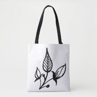 White Floral Shoulder Tote Bag
