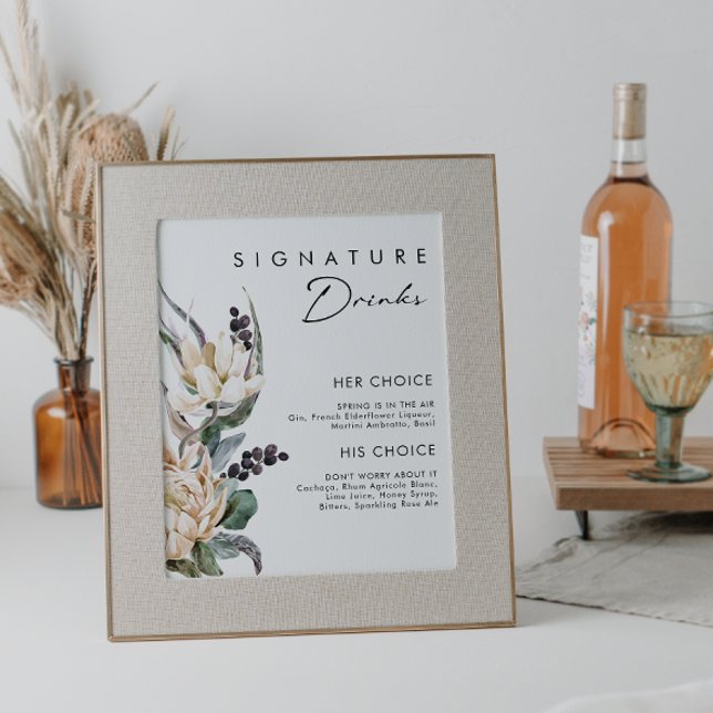 White Floral Signature Drinks Sign (Creator Uploaded)